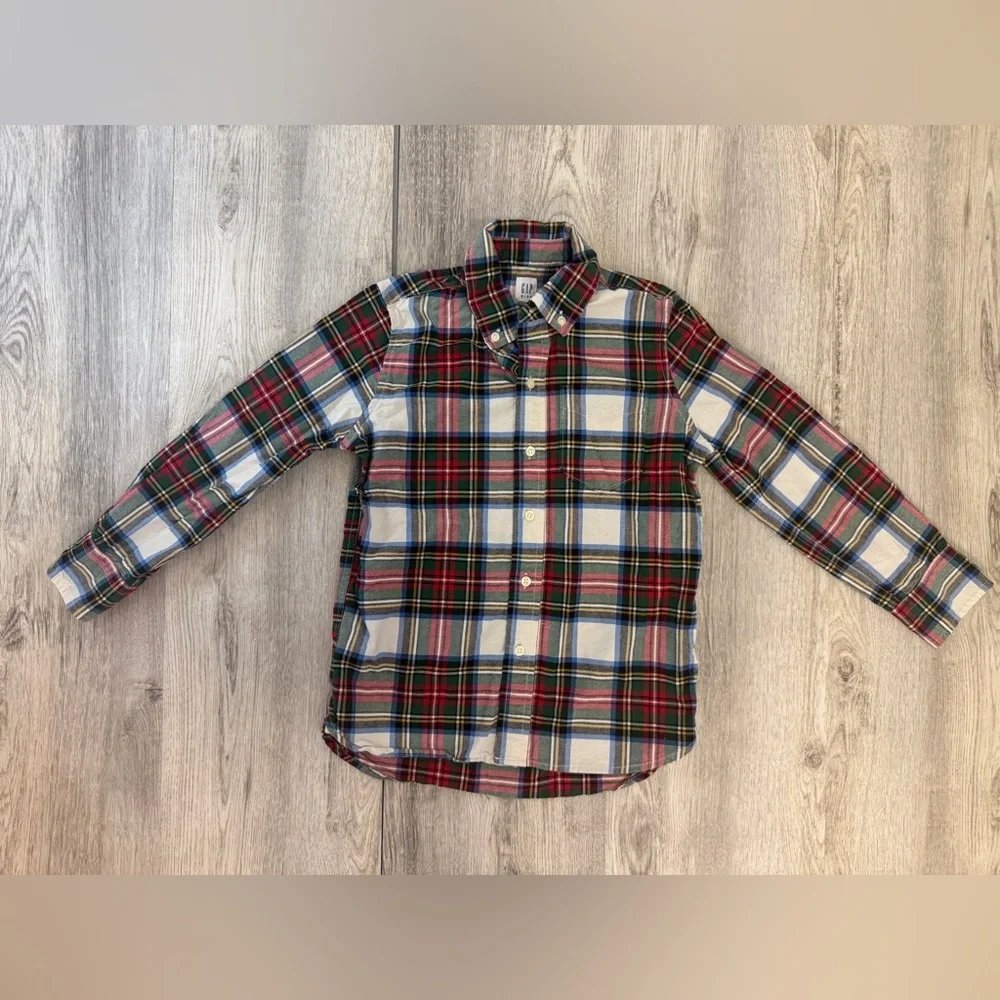 GAP Kids Holiday Plaid Long Sleeve Shirt -